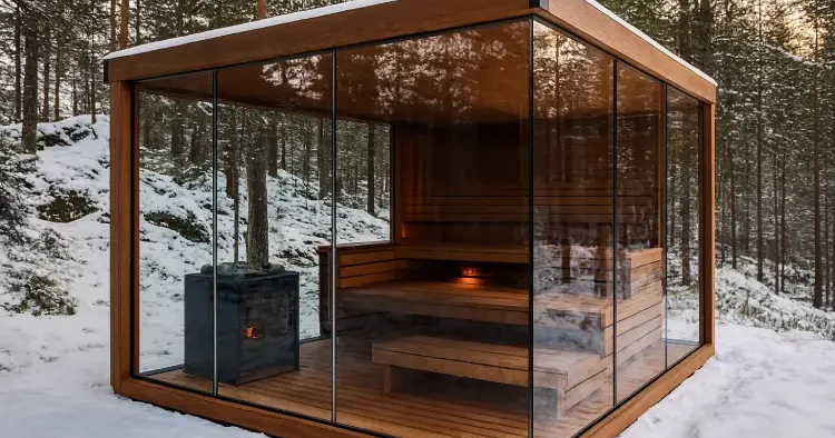 ایده های طراحی سونا با شیشه