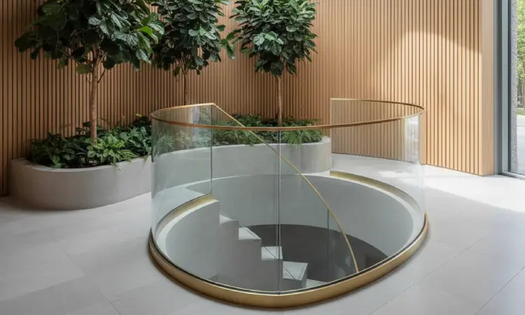 نرده شیشه فیکس پوینت خمیده