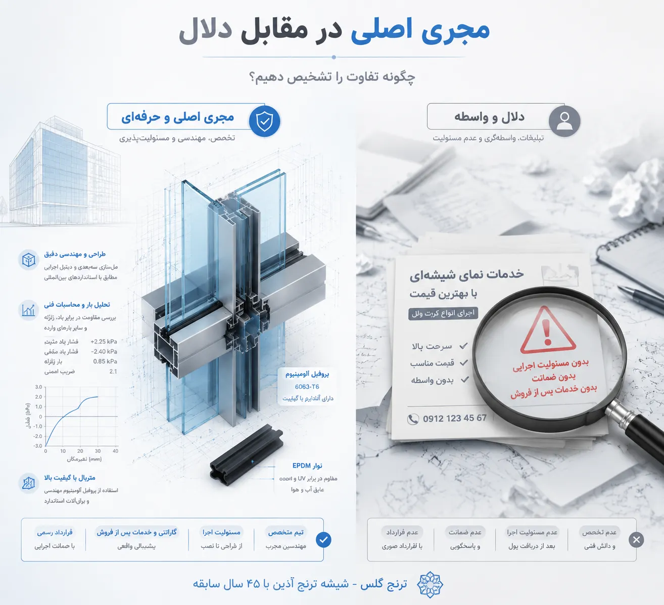چگونه مجری اصلی نمای کرتین وال را از دلال تشخیص دهیم؟